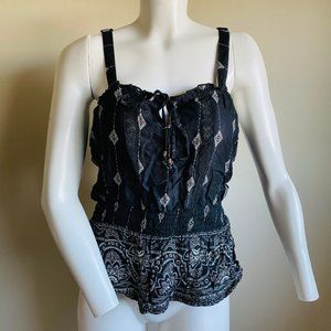 American Rag Black Lace Stretchy Tie Tank Top